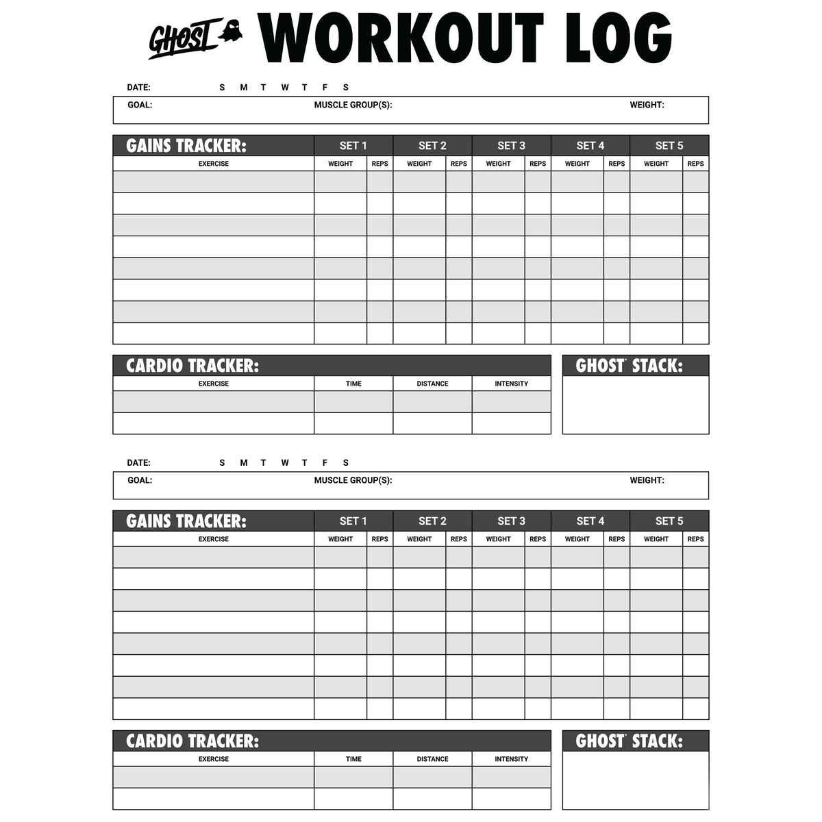 GHOST® WORKOUT LOG
