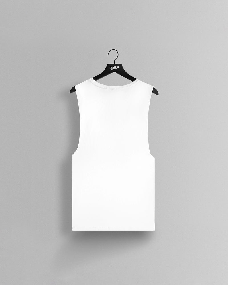 GHOST® CORE LOGO SLEEVELESS TEE | WHITE