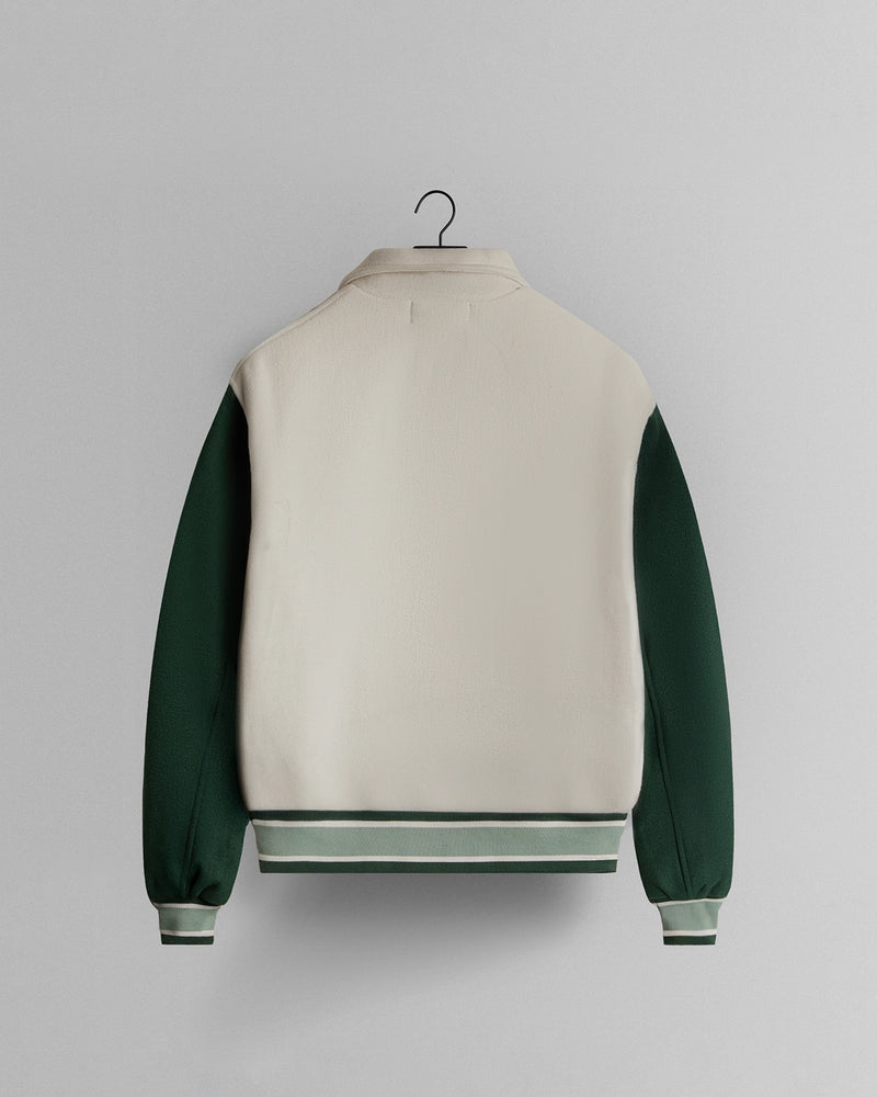 GHOST® CORE VARSITY JACKET | FOREST/NATURAL