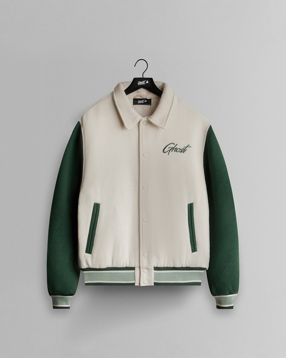 GHOST® CORE VARSITY JACKET | FOREST/NATURAL
