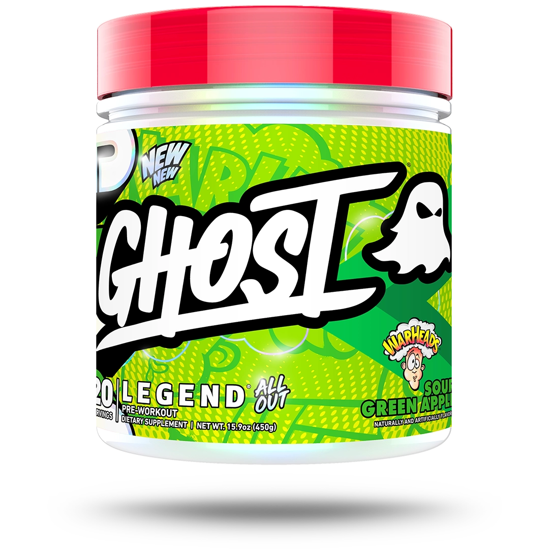 GHOST LEGEND ALL OUT V2 WARHEADS SOUR GREEN APPLE HIGH STIM PRE WORKOUT SUPPLEMENT